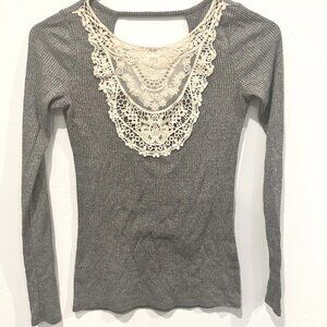 Grey Hollister Lace Long Sleeve